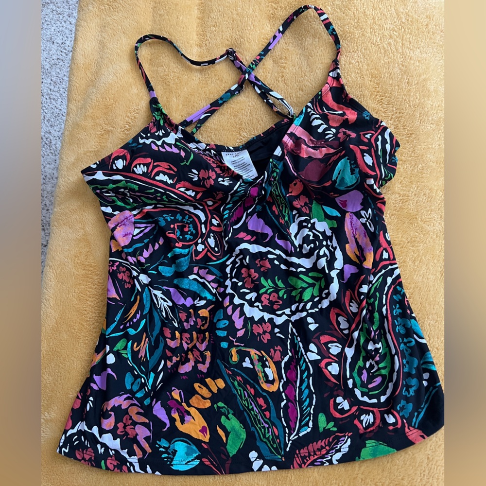 Anne Cole Colorful Paisley Print Strappy Tankini top size Large